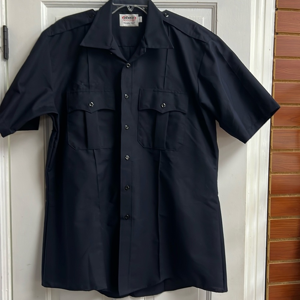 NWOT blue shirt sleeve uniform work shirt.